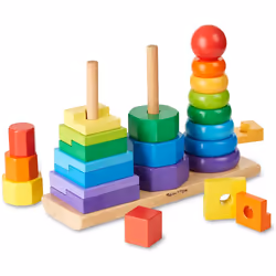 Melissa & Doug Geometric Colour Wooden Stacker Toy, Toddler Development Play, 2+