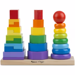 Melissa & Doug Geometric Colour Wooden Stacker Toy, Toddler Development Play, 2+