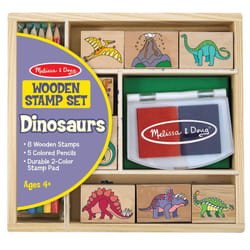Melissa & Doug Dinosaur Stamp Set, Wooden Storage Box, Crafts - Ages 4 Years +