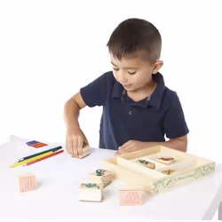 Melissa & Doug Dinosaur Stamp Set, Wooden Storage Box, Crafts - Ages 4 Years +