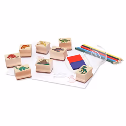 Melissa & Doug Dinosaur Stamp Set, Wooden Storage Box, Crafts - Ages 4 Years +