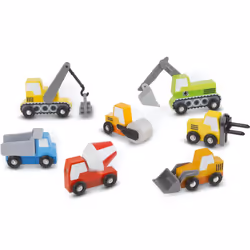Melissa & Doug 13180 Wooden Construction Site Vehicles With Wooden Storage Tray (8 pcs)
