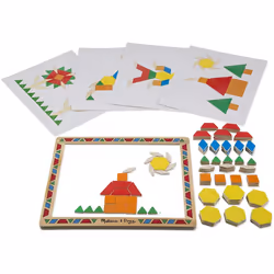 Melissa & Doug Magnetic Pattern Blocks Set (Developmental Toys, Sturdy Wooden Play Board, Carrying Case, 120 Pieces)
