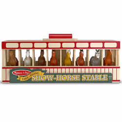 Melissa & Doug Take-Along Show-Horse Stable Play Set With Wooden Stable Box and 8 Toy Horses
