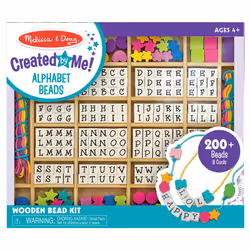 Melissa & Doug Deluxe Wooden Stringing Beads With 200+ Beads and 8 Laces