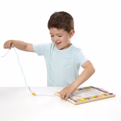 Melissa & Doug Deluxe Wooden Stringing Beads With 200+ Beads and 8 Laces