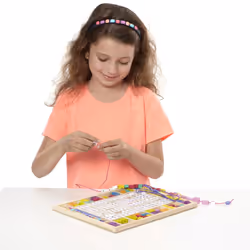 Melissa & Doug Deluxe Wooden Stringing Beads With 200+ Beads and 8 Laces