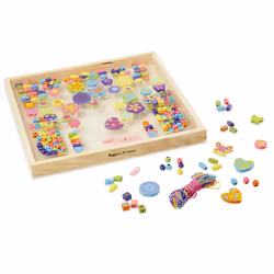 Melissa & Doug Deluxe Wooden Stringing Beads With 200+ Beads and 8 Laces for Jew