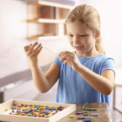 Melissa & Doug Deluxe Wooden Stringing Beads With 200+ Beads and 8 Laces for Jew