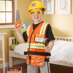 Childrens Melissa and Doug Construction Worker Fancy Dress Costume Age 3 - 6