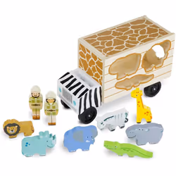 Melissa & Doug Animal Rescue Shape-Sorting Truck - Wooden Toy With 7 Animals and 2 Play Figures