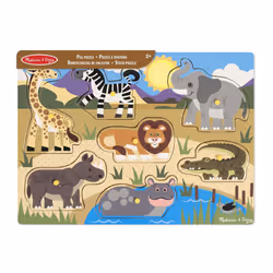 Melissa & Doug Safari Wooden Peg Puzzle (7 pcs)
