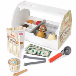 Melissa & Doug Wooden Scoop & Serve Ice Cream Counter Set - 28 Pcs