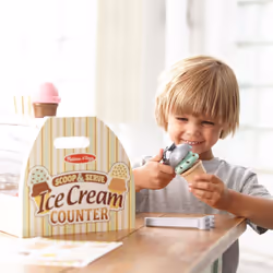Melissa & Doug Wooden Scoop & Serve Ice Cream Counter Set -  28 Pcs