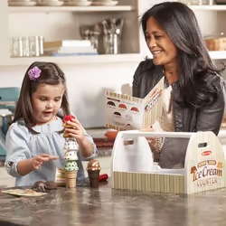 Melissa & Doug Wooden Scoop & Serve Ice Cream Counter Set -  28 Pcs