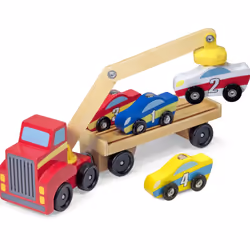 Melissa & Doug Magnetic Car Loader - Wooden Transporter Toy 19390