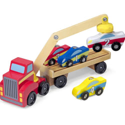 Melissa & Doug Magnetic Car Loader - Wooden Transporter Toy 19390