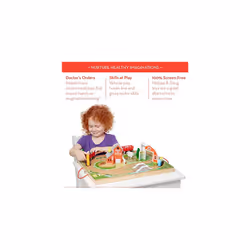 Melissa & Doug 17-Piece Wooden Take-Along Tabletop Farm  4 Farm Vehicles  Play Pieces  Barn  Grain House