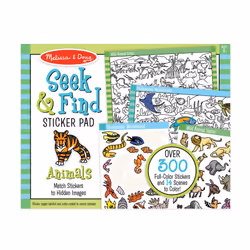 Melissa & Doug Seek and Find Sticker Pad Animals (300+ Stickers 14 Scenes to Color) - FSC Certified
