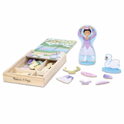 Melissa & Doug Ballerina and Fairy Magnetic Dress-Up Double-Sided Wooden Doll and Swan Pretend Play Set (52 pcs)  3+ years