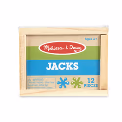Melissa & Doug Jacks Game with 10 Playing Pieces and 2 Balls in Wooden Storage Box