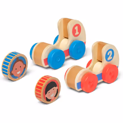 Melissa & Doug GO Tots Wooden Race Cars with Collectible Character Toy