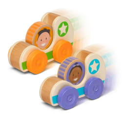 Melissa & Doug GO Tots Wooden Star Cars (2 Cars  2 Disks) Stacking Toys for Infants  Hand Push Vehicles  Wooden Car Toys for Toddlers Ages 1+ - FSC-Ce