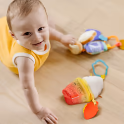 Melissa & Doug Multi-Sensory Take-Along Clip-On Infant Toy 2-Pack (PB&J and Bubble Tea)