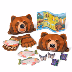 Melissa & Doug Yellowstone National Park Grizzly Bear Games and Pretend Play Set with Plush Bear Heads and Bear Paw Gloves - ...
