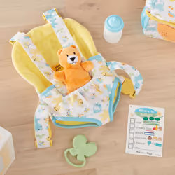 Melissa & Doug Mine to Love Carrier Play Set for Baby Dolls with Toy Bear  Bottle  Rattle  Activity Card  14.25 x 8.25 x 2.5