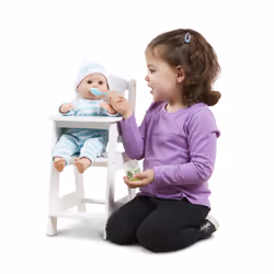 Melissa & Doug Mine to Love Wooden Play High Chair for Dolls  -Stuffed Animals - White (18H x 8W x 11D Assembled)