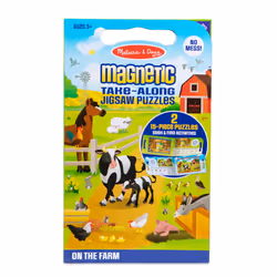 Melissa & Doug Take-Along Magnetic Jigsaw Puzzles Travel Toy On the Farm (2 15-Piece Puzzles) - Portable Puzzle Board Seek A ...