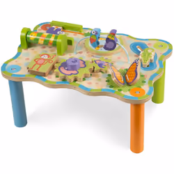 Melissa & Doug First Play Jungle Wooden Activity Table, Baby and Toddler Toy, Sturdy Wooden Construction, Helps Develop Fine ...