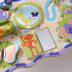 Melissa & Doug First Play Jungle Wooden Activity Table, Baby and Toddler Toy, Sturdy Wooden Construction, Helps Develop Fine Motor Skills