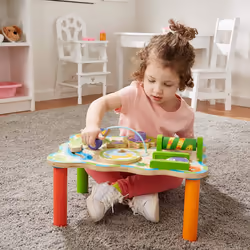 Melissa & Doug First Play Jungle Wooden Activity Table, Baby and Toddler Toy, Sturdy Wooden Construction, Helps Develop Fine Motor Skills