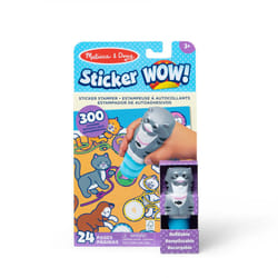 Melissa & Doug Sticker WOW! 24-Page Activity Pad and Sticker Stamper  300 Stickers  Arts and Crafts Fidget Toy Collectible Character - Cat - FSC Certi