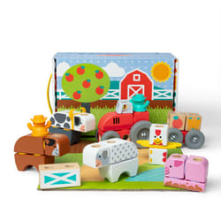 Melissa & Doug Blockables Farm Snap and Play  Mix and Match Connectable Wooden Building Blocks Play Set Toy for Preschool Boys and Girls (56 Pcs)