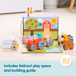 Melissa & Doug Blockables Farm Snap and Play  Mix and Match Connectable Wooden Building Blocks Play Set Toy for Preschool Boys and Girls (56 Pcs)