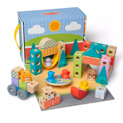 Melissa & Doug Blockables Town Snap and Play Mix and Match Connectable Wooden Building Blocks Play Set Toy for Preschool Boy ...