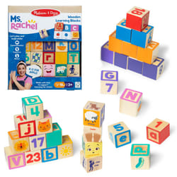 Ms. Rachel Melissa & Doug Letter  Number  and Game Wooden Learning Blocks with Activity Cards for Girls and Boys Toddlers Ages 18 Months+ - FSC-Certif