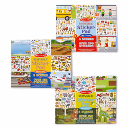 Melissa & Doug Reusable Sticker Pads Set: Habitats  Vehicles  Town: 115 Stickers - Restickable Stickers Book  Sticker Pads Fo ...