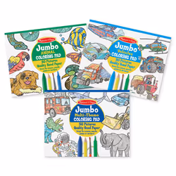 Melissa & Doug Jumbo 50-Page Kids' Coloring Pads Set - Animals  Vehicles  and More