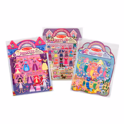 Melissa & Doug Puffy Sticker Activity Books Set: Dress-Up Princess Mermaid - 208 Reusable Stickers - Dress Up Doll Stickers ...
