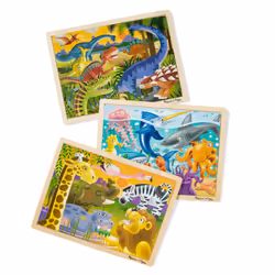 Melissa & Doug Jigsaw Puzzle Bundle (Dinosaur,Safari and Ocean) - Animal Puzzles, Wooden Jigsaw Puzzles For Kids Ages 3+