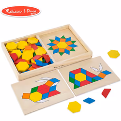 Melissa & Doug 96113 Pattern Classic (Developmental Toy, Wooden Blocks, 120 Shapes & 5 Boards, Gift for Girls and Boys-Best f ...