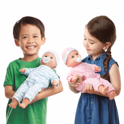Melissa & Doug Mine to Love Twins Luke & Lucy 15  Light Skin-Tone Boy and Girl Baby Dolls with Rompers  Caps  Pacifiers - First Baby Dolls For Toddler