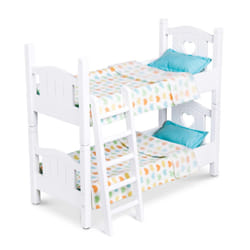 Melissa & Doug Mine to Love Wooden Play Bunk Bed for Dolls up to 18 inches-Stuffed Animals - White 2 Beds  17.4 H x 9.1 W x 20.7 L Assembled and Stack