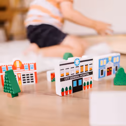 Melissa & Doug FFP - Pretend Play Wooden Town Play Set For Kids With Storage
