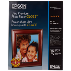Epson Ultra Premium Photo Paper Glossy Letter 85 x 11 25 Sheets S042182 White