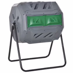 Outsunny 160L Outdoor Tumbling Compost Bin with Dual Chamber, Grey